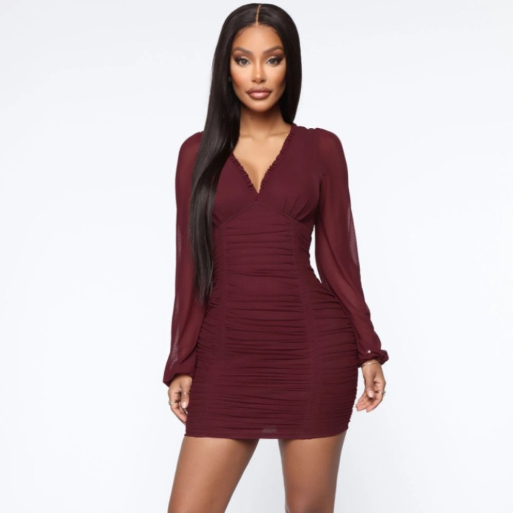 Fashion Nova Always Innocent Ruched Mini Dress
